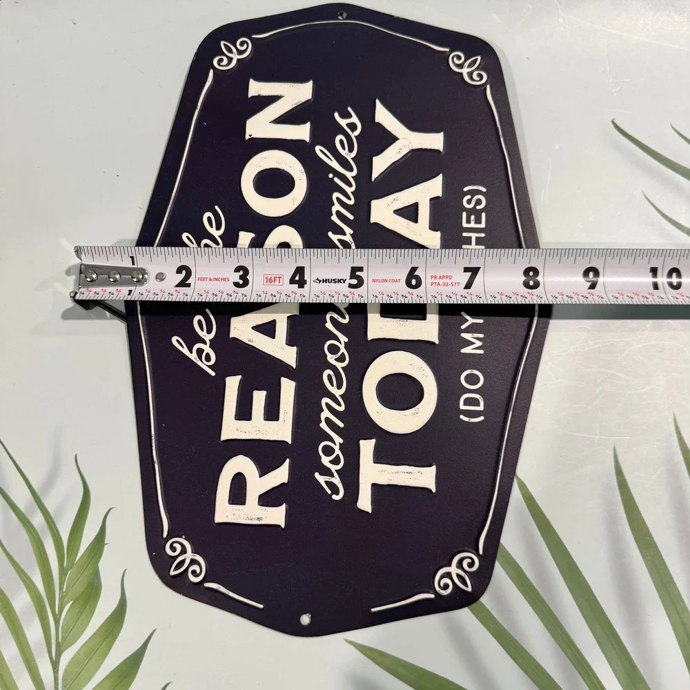 Metal Wall Sign Home 12x8 Navy Blue Be The Reason Someone Smiles Today